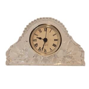 Vintage Cut Glass/Crystal Desk Clock Quartz Movement / needs battery